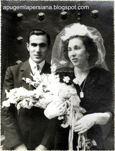 Casament de Joaquim Serdà i Joana Masana, filla de Celestí i Ramona (1941). Ambdós seguiran amb el negoci familiar de la fleca. 