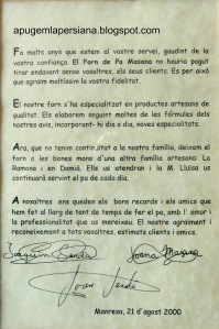 Està firmat per Joan Serdà, la seva mare Joana Masana, i el seu pare, Joaquim Serdà